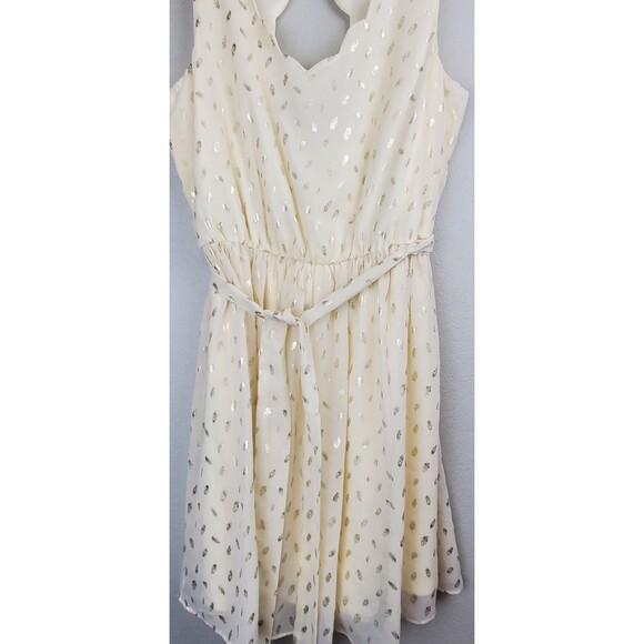 By & By Women's Medium Cream & Gold Dress Cutout Back Removable Waist Tie - Picture 2 of 10